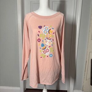 LuLaRoe Peach Long Sleeve Sugar Skull Tee Day of the Dead Halloween XL – NWT